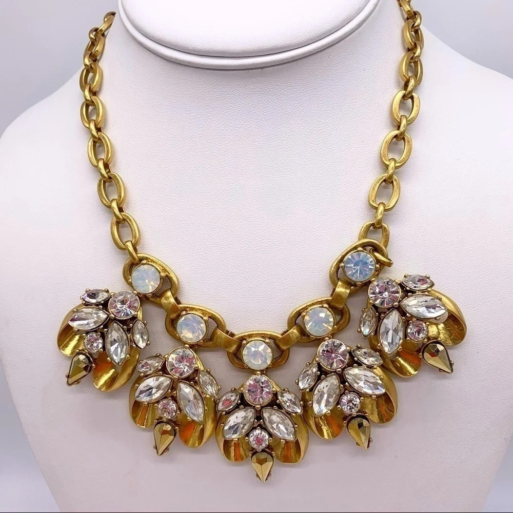 J. Crew Opalescent Clear Metallic Crystal Necklace